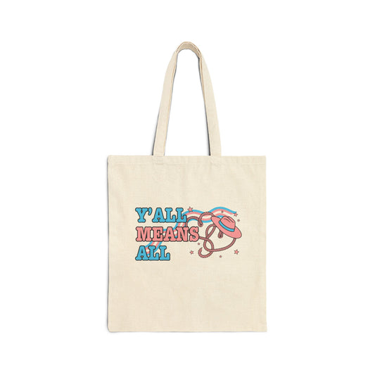 Y'all Means All - Trans Pride - Cotton Canvas Tote Bag | Eco-Friendly & Stylish